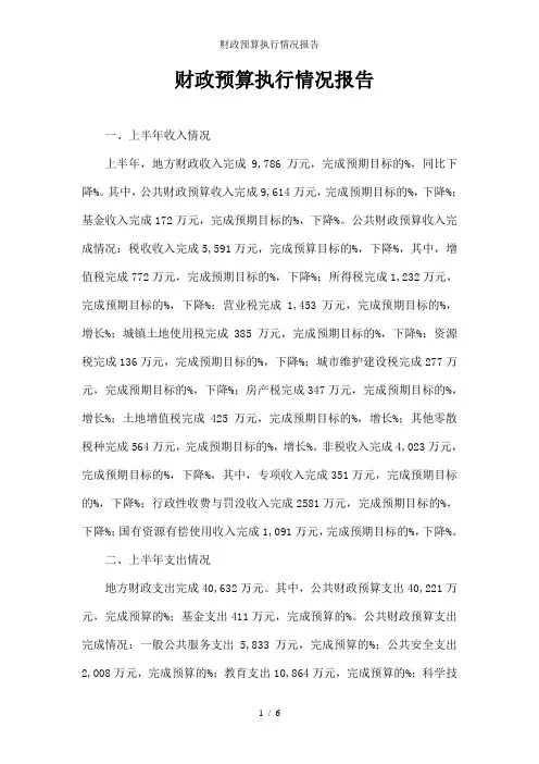 财政预算执行情况报告