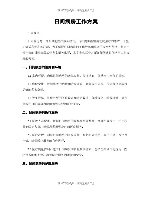 日间病房工作方案