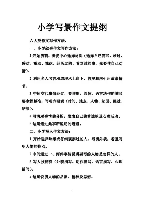 小学写景作文提纲