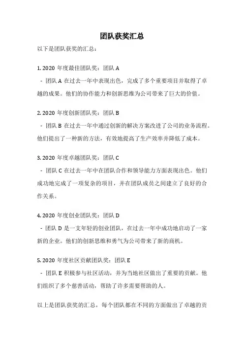 团队获奖汇总