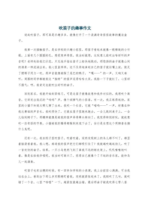 吹笛子的趣事作文