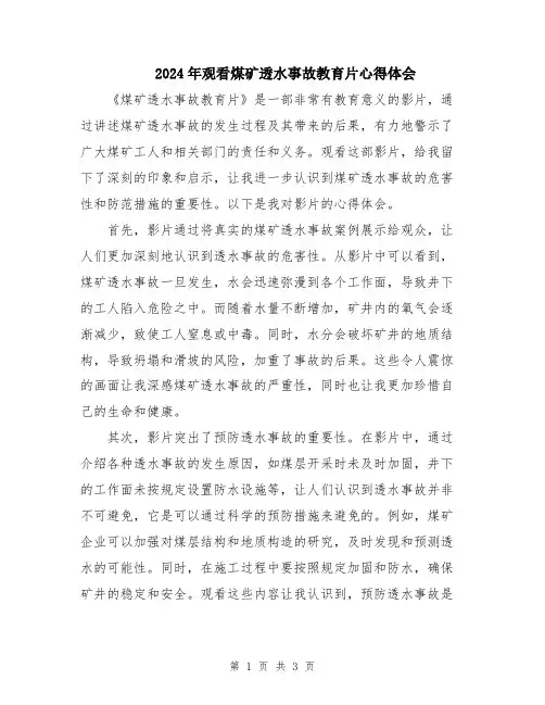 2024年观看煤矿透水事故教育片心得体会