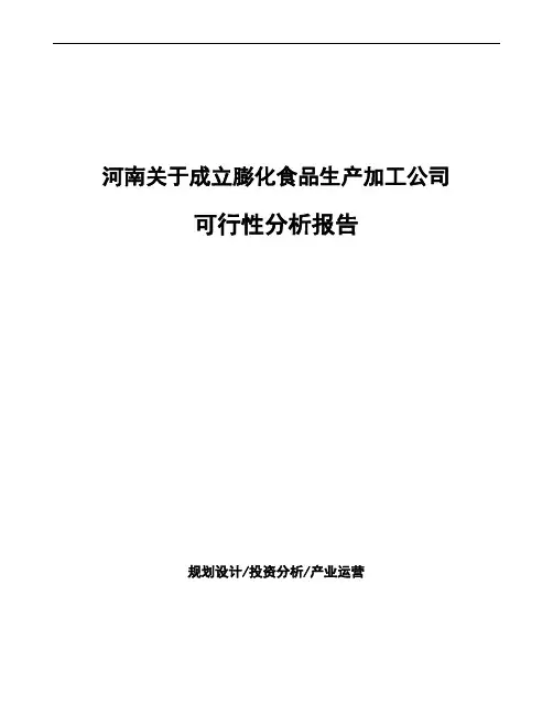 河南关于成立膨化食品生产加工公司可行性分析报告