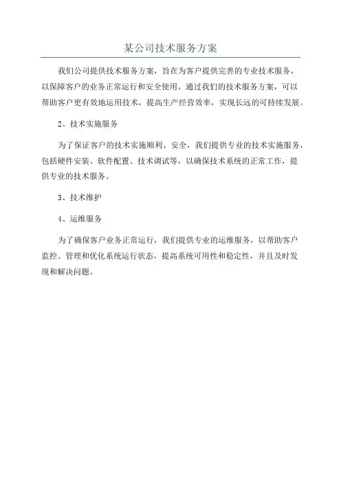 某公司技术服务方案