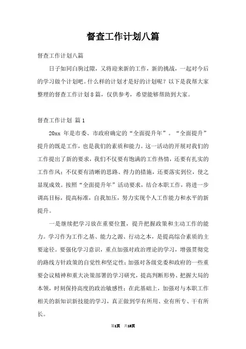 督查工作计划八篇