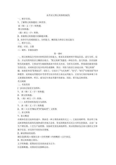 高考语文图文转换教案(1)+图文转换专项练习含答案