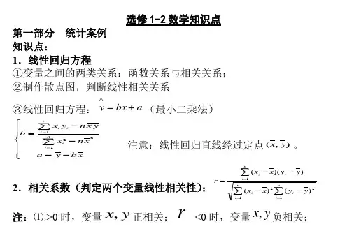 高中数学选修12知识点考点附典型例题