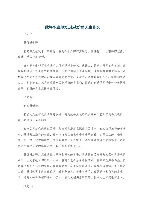 做好职业规划,成就价值人生作文