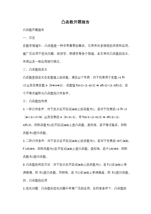 凸函数开题报告