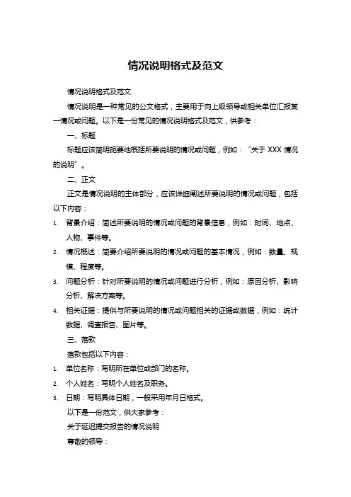 情况说明格式及范文