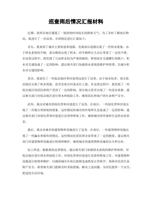 巡查雨后情况汇报材料