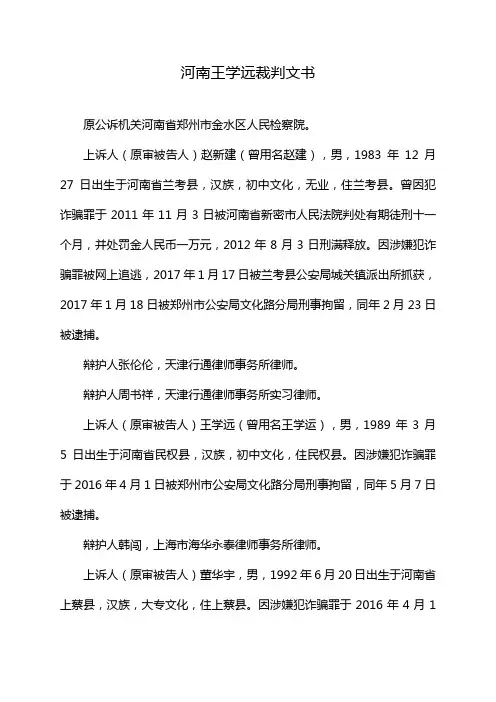 河南王学远裁判文书