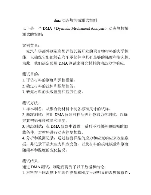 dma动态热机械测试案例