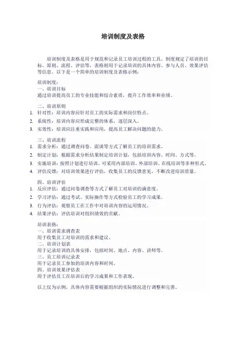 培训制度及表格