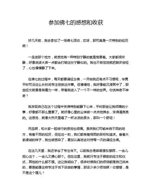 参加佛七的感想和收获