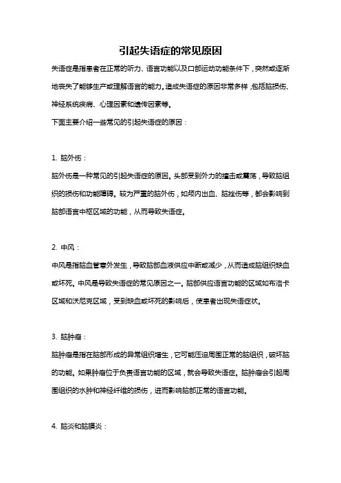 引起失语症的常见原因