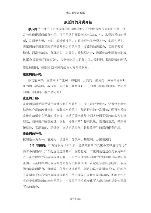 液压阀的分类介绍