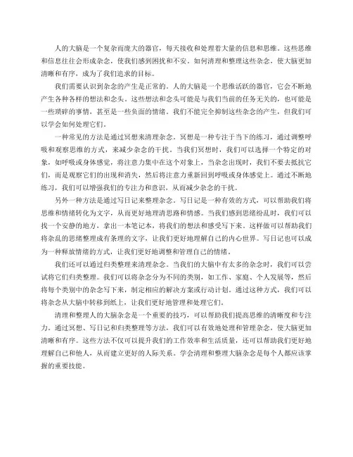 人的大脑杂念如何清理,或者归类整理？