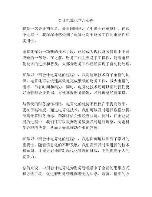 会计电算化学习心得