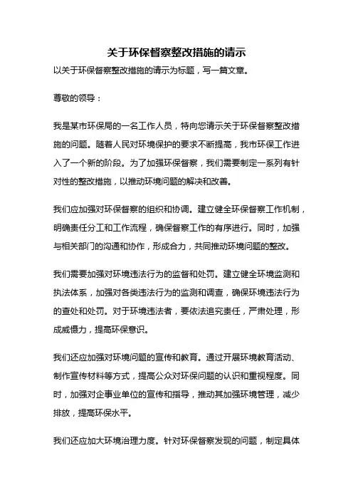 关于环保督察整改措施的请示