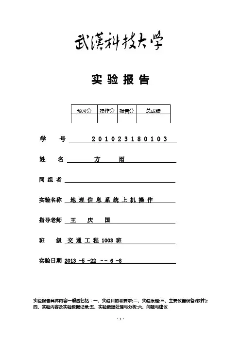Arcgis上机实验报告