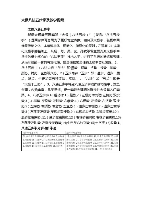 太极八法五步拳及教学视频
