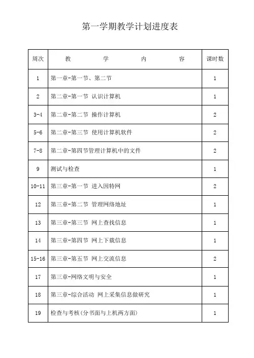 粤教版信息技术七年级教案(全套)