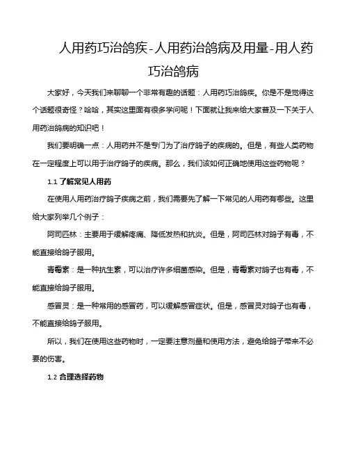 人用药巧治鸽疾-人用药治鸽病及用量-用人药巧治鸽病