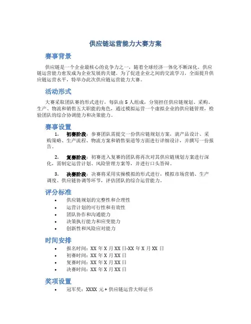 供应链运营能力大赛方案
