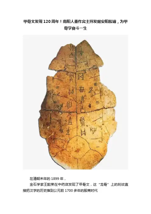 甲骨文发现120周年！南阳人董作宾主持发掘安阳殷墟，为甲骨学奋斗一生