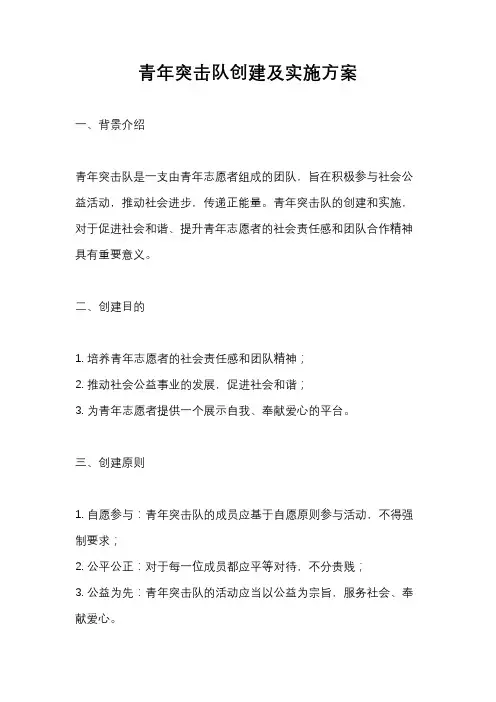 青年突击队创建及实施方案