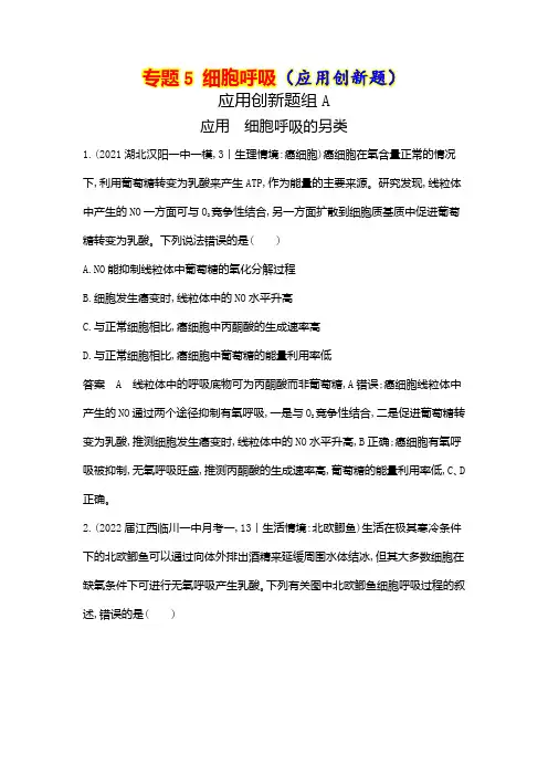 专题5 细胞呼吸(应用创新题)