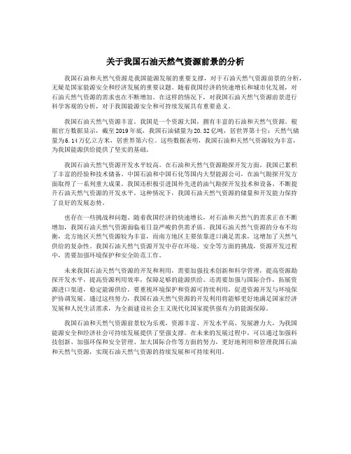 关于我国石油天然气资源前景的分析