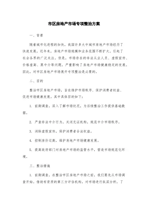 市区房地产市场专项整治方案