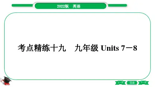 2022年人教版中考英语教材考点精练十九 九年级Units 7-8