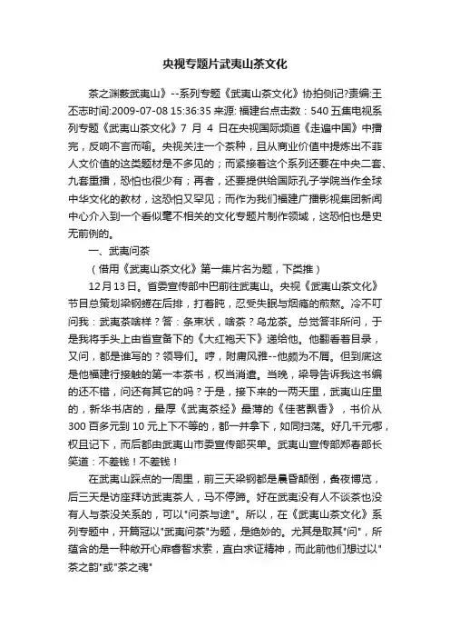 央视专题片武夷山茶文化