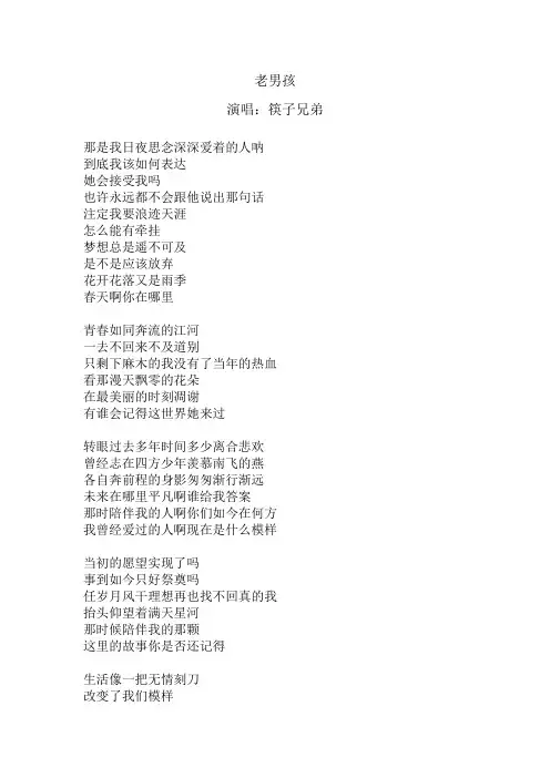 老男孩、我的未来不是梦歌词