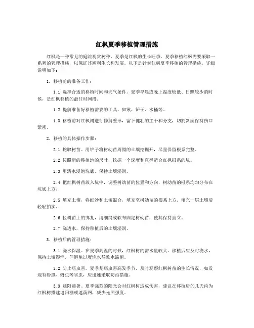 红枫夏季移植管理措施