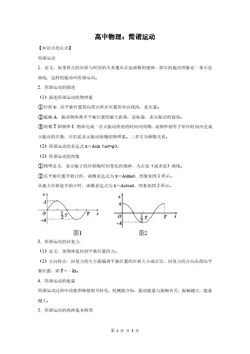 高中物理：简谐运动