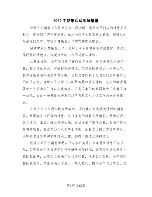 2024年促销活动总结精编(4篇)