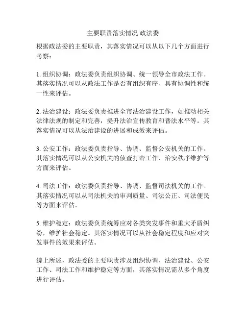 主要职责落实情况 政法委