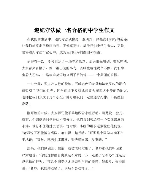 遵纪守法做一名合格的中学生作文