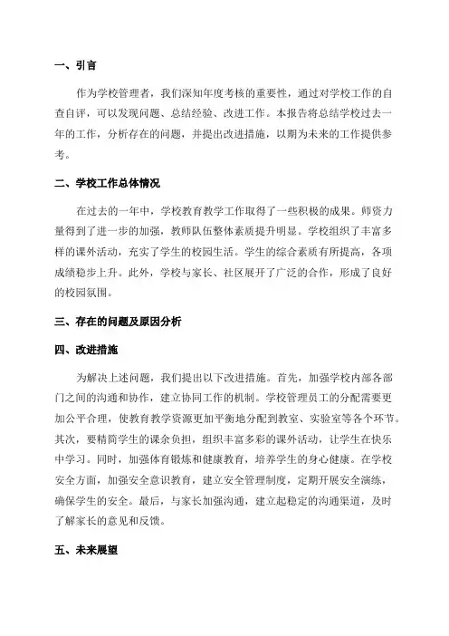 学校年度考核自查报告