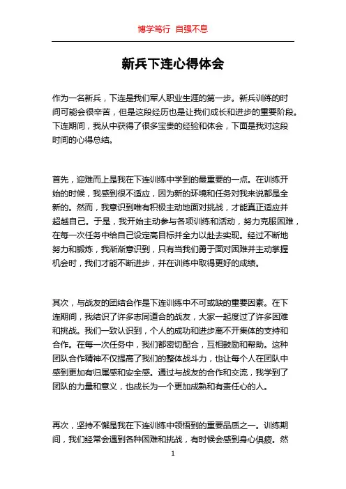 新兵下连心得体会