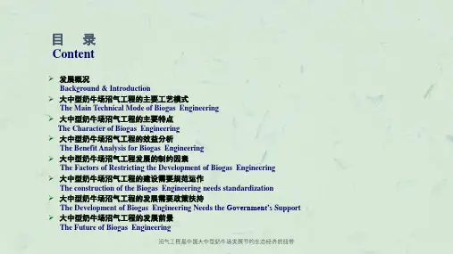 沼气工程是中国大中型奶牛场发展节约生态经济的纽带课件