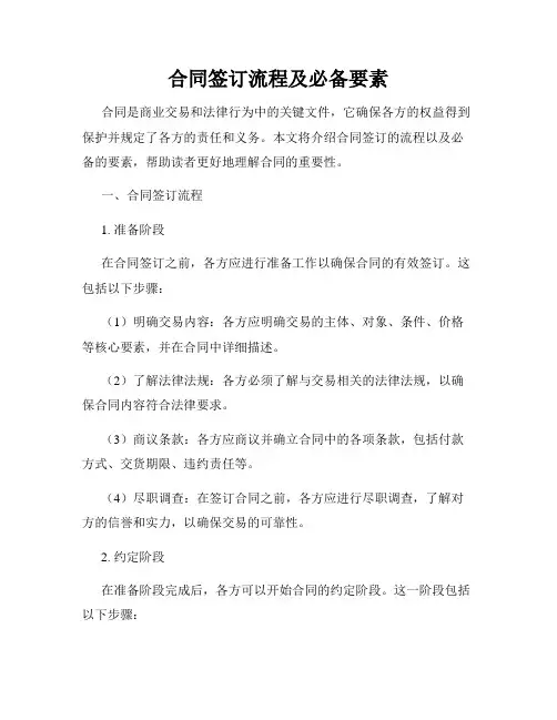 合同签订流程及必备要素