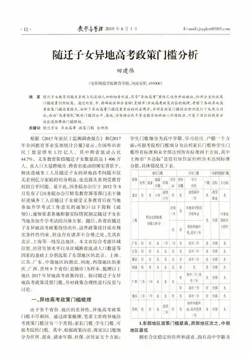 随迁子女异地高考政策门槛分析