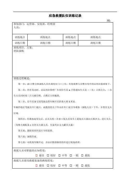 应急救援队伍训练记录