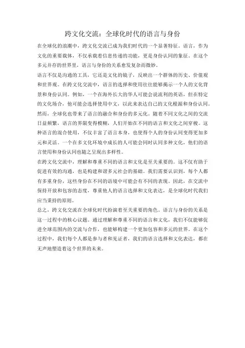 跨文化交流：全球化时代的语言与身份