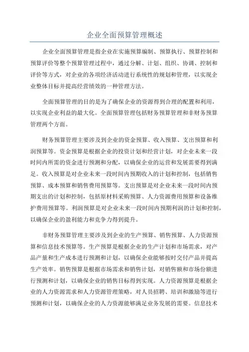 企业全面预算管理概述